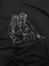 Custom Portrait Embroidery - LineArt Oversize T-Shirt