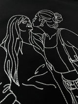 Custom Portrait Embroidery - LineArt Oversize T-Shirt