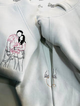 Personalised Photo Outline Embroidery Oversized Hoodie