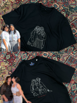 Custom Portrait Embroidery - LineArt Oversize T-Shirt