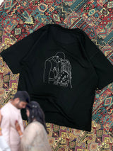 Custom Portrait Embroidery - LineArt Oversize T-Shirt