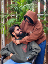 Heart Couple Embroidery Oversized Hoodie (Pack of 2)