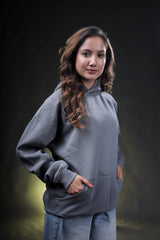 Grey Plain Oversized Hoodie