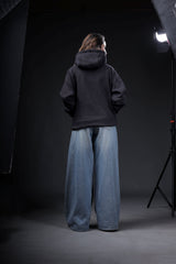 Black Plain Oversized Hoodie