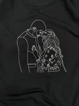 Custom Portrait Photo LineArt and Name Initials Embroidered Oversized T-Shirt