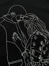 Custom Portrait Photo LineArt and Name Initials Embroidered Oversized T-Shirt