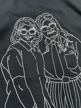 Custom Portrait Embroidery - LineArt Oversize T-Shirt